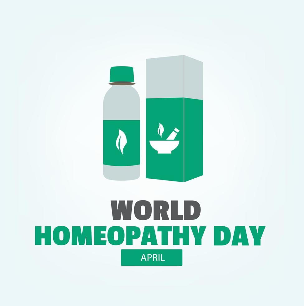 Saludos vectoriales simples y elegantes del día mundial de la homeopatía. ilustración plana para historias o artículos vector