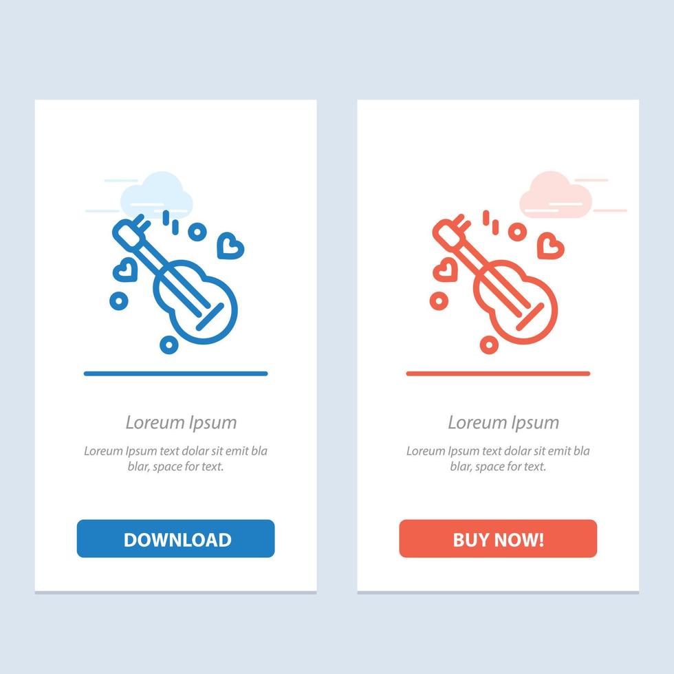 Guitar Song Music Love  Blue and Red Download and Buy Now web Widget Card Template vector