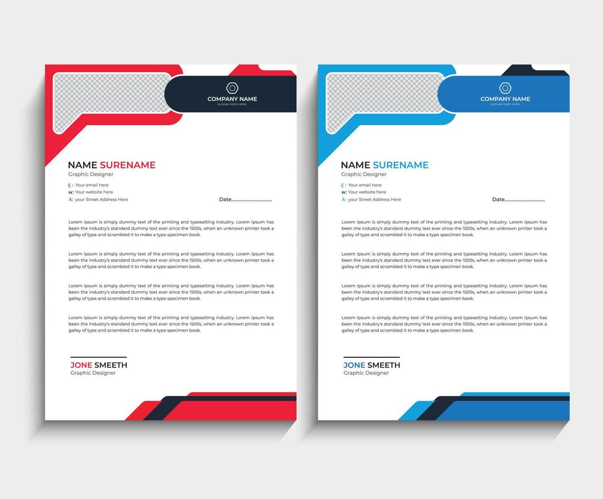 corporate modern business letterhead design vector