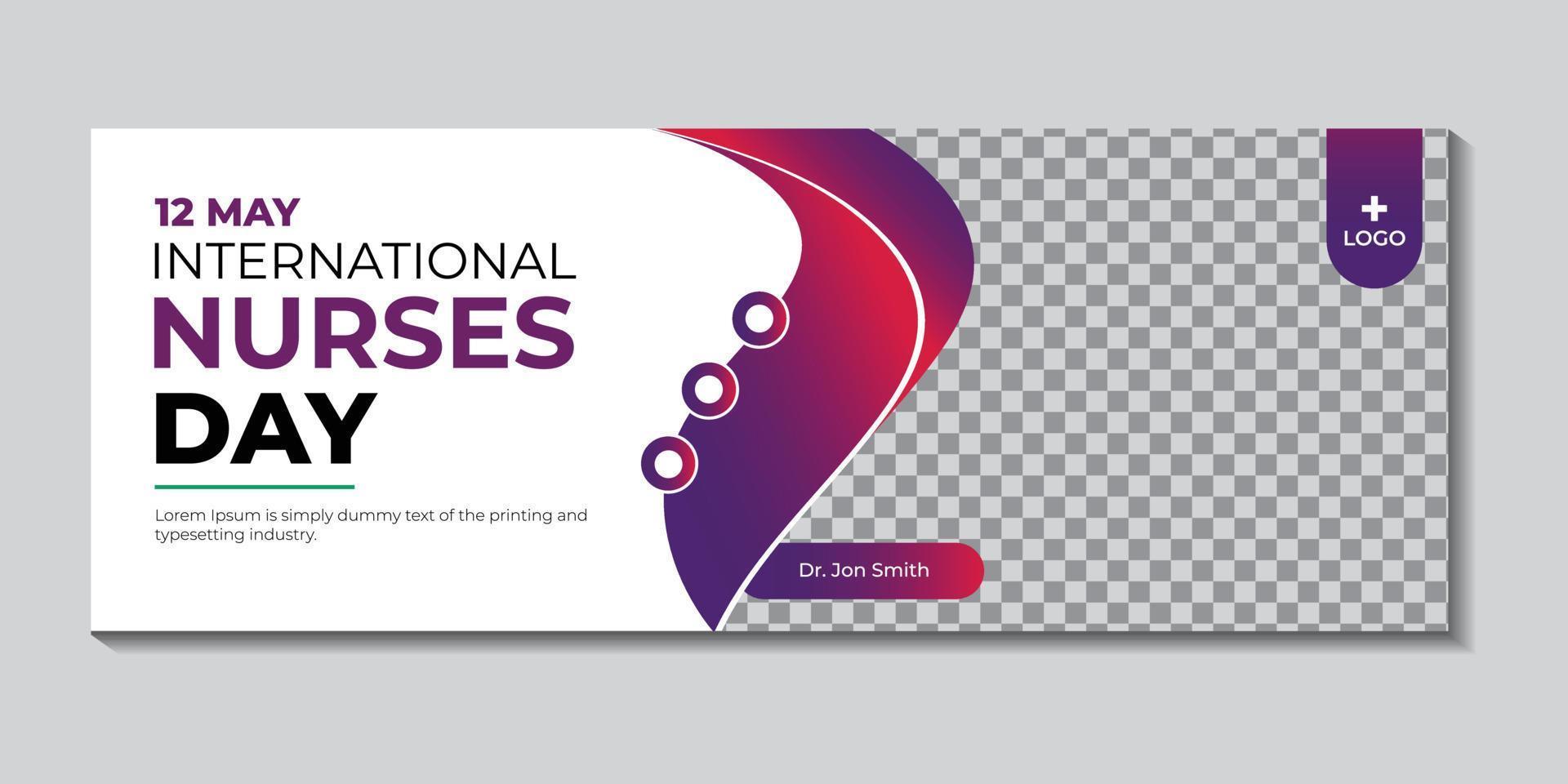 12 May international nurses day profile cover and web banner design vector