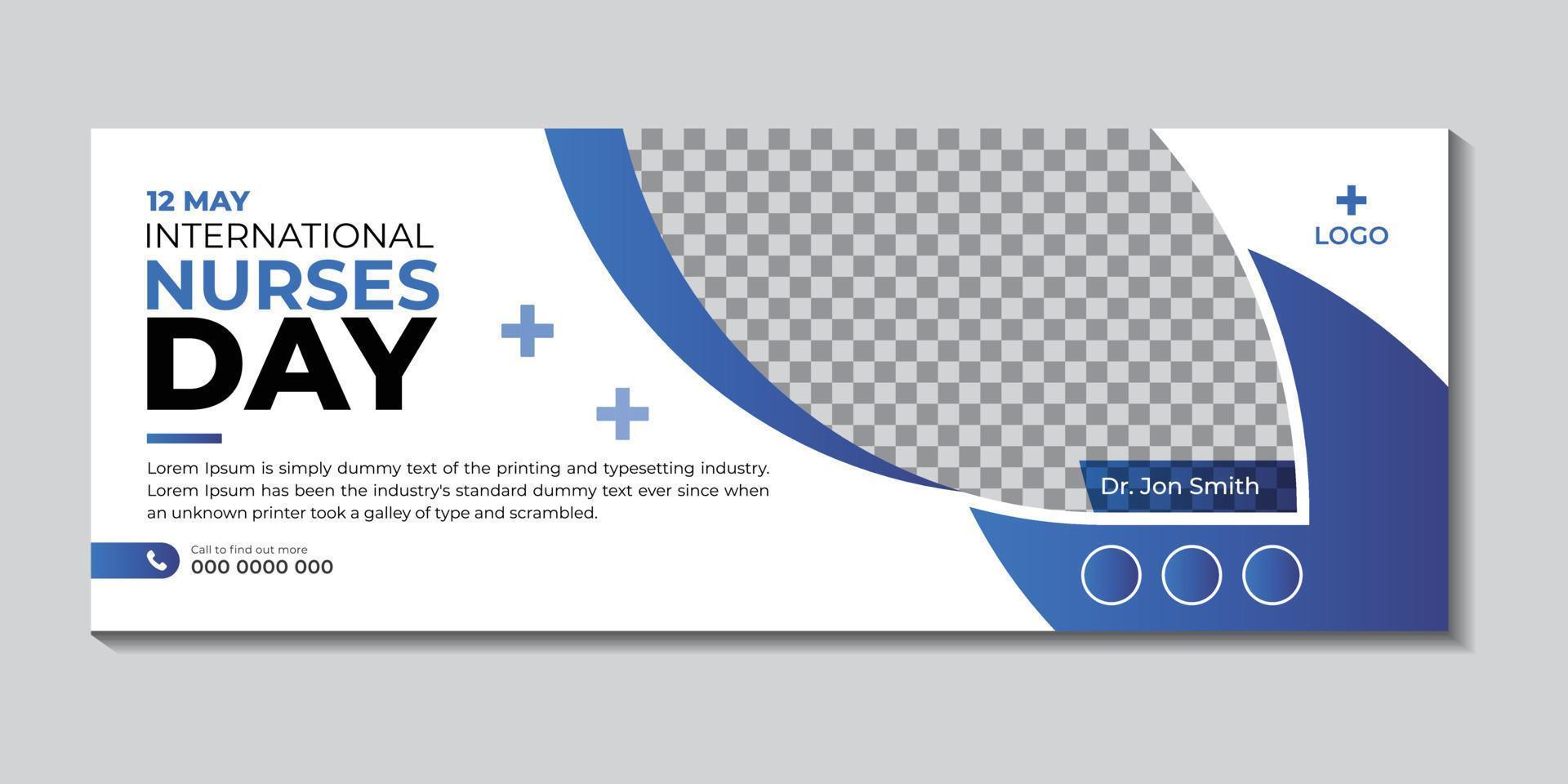 12 May international nurses day profile cover and web banner design vector