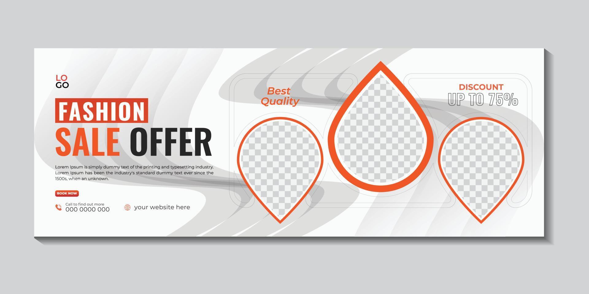 Social media cover design template for ads banner vector