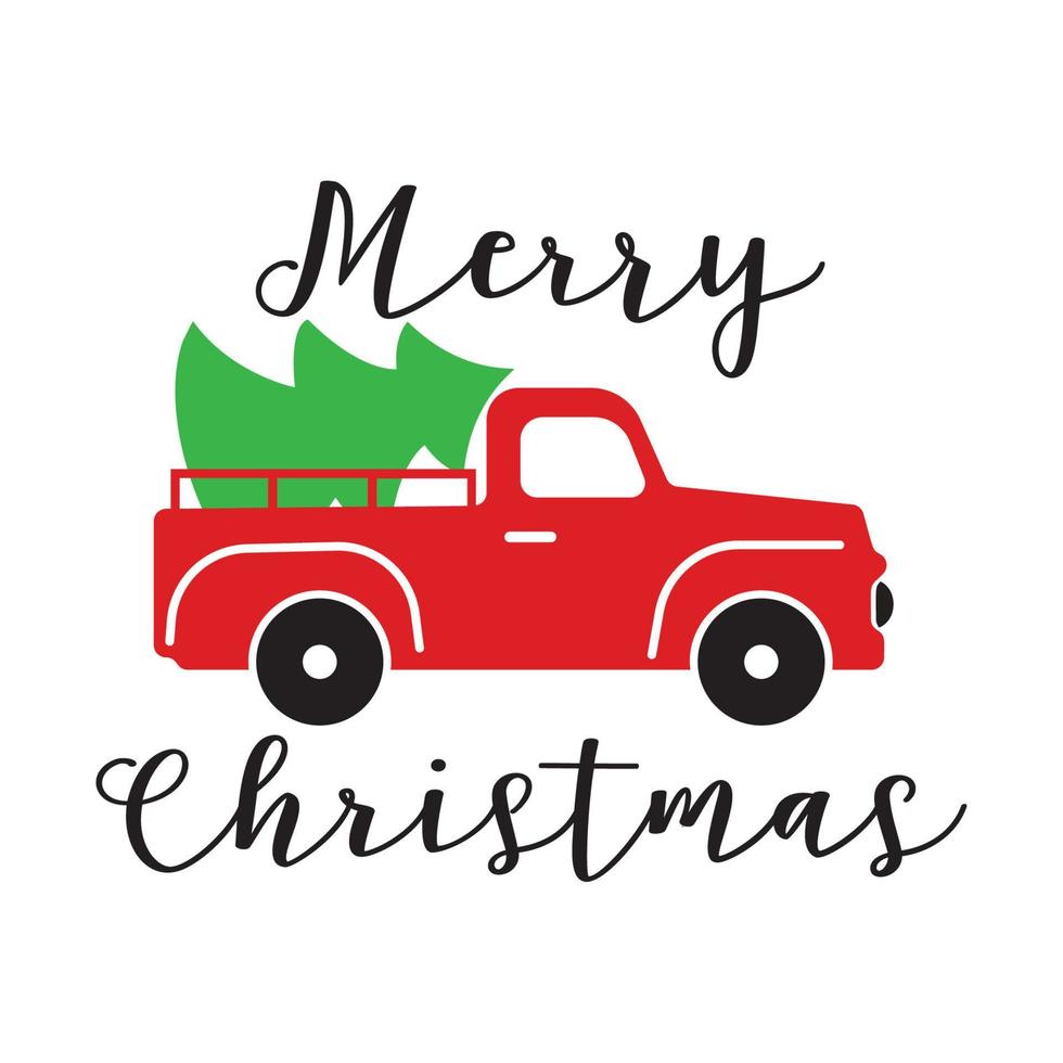 Merry Christmas with Truck vector