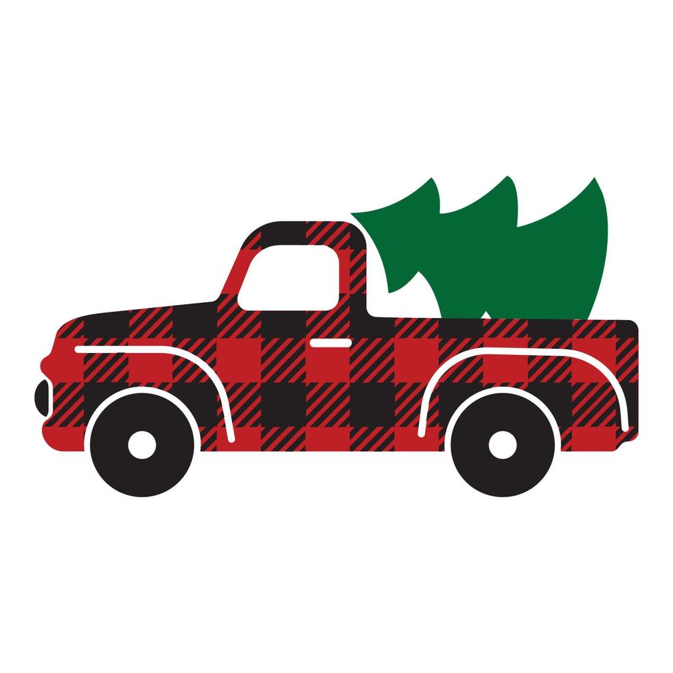 Christmas Buffalo Plaid Truck.eps vector