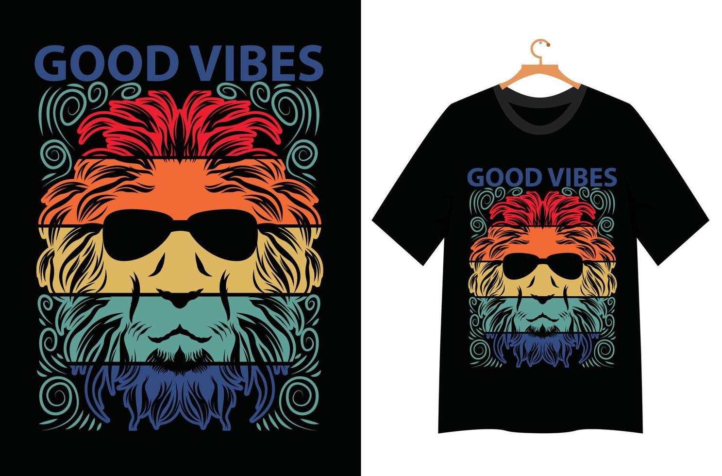 lion face good vibes for t shirt design vector