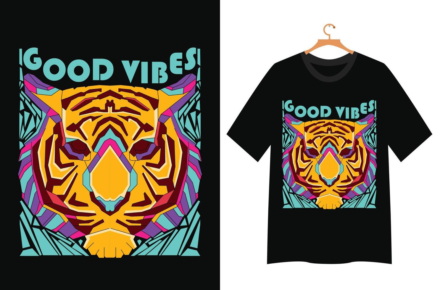 tiger face good vibes for t shirt design vector