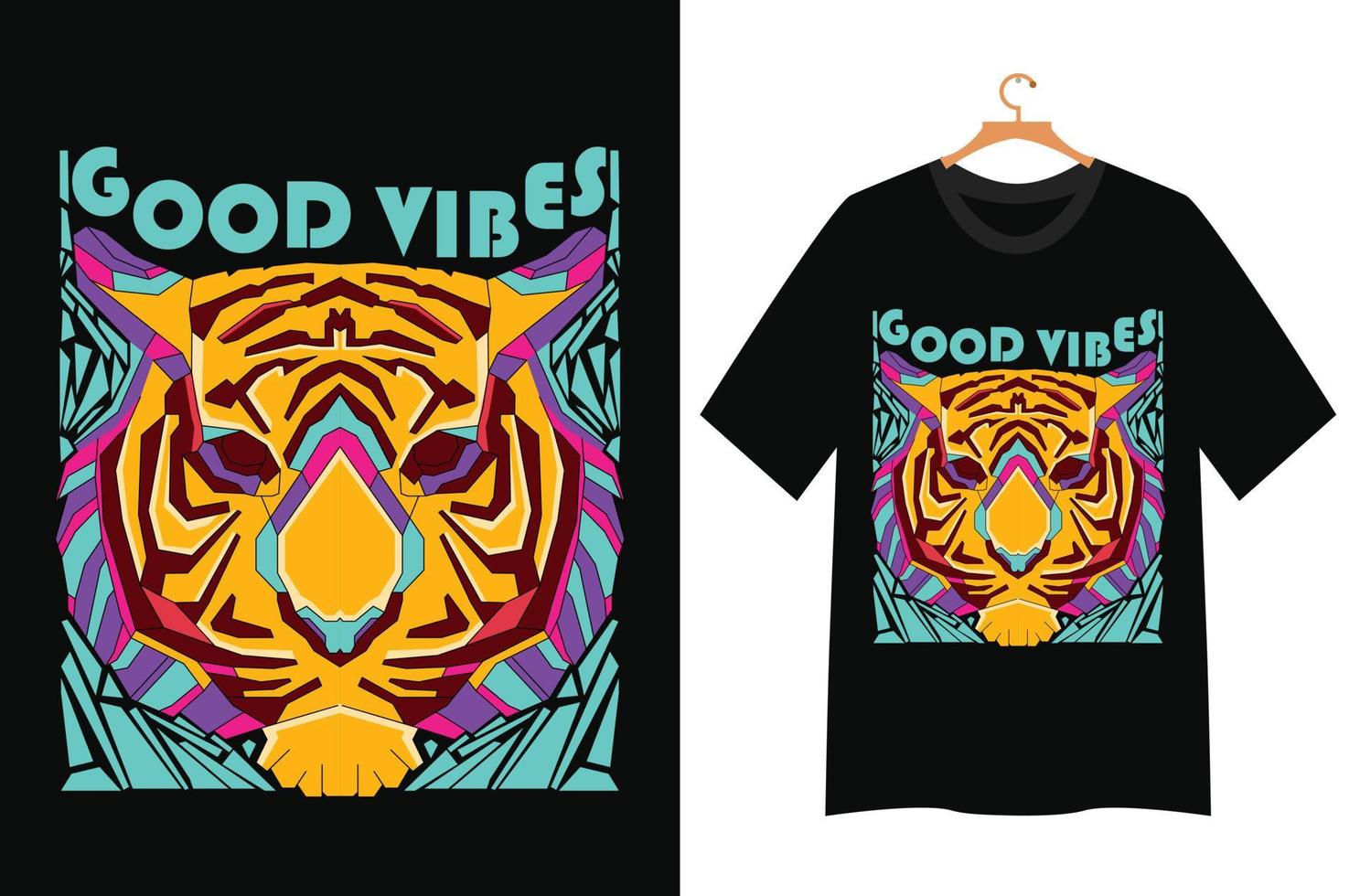 cara de tigre buenas vibraciones para el diseño de camisetas vector