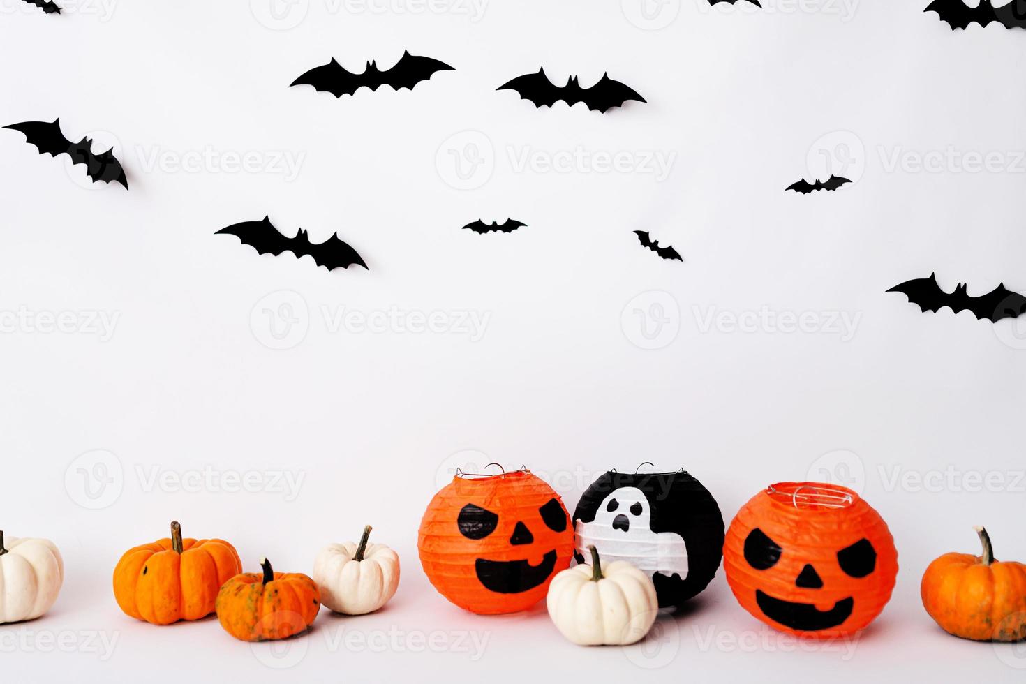 Halloween decorations on white background. Halloween concept photo