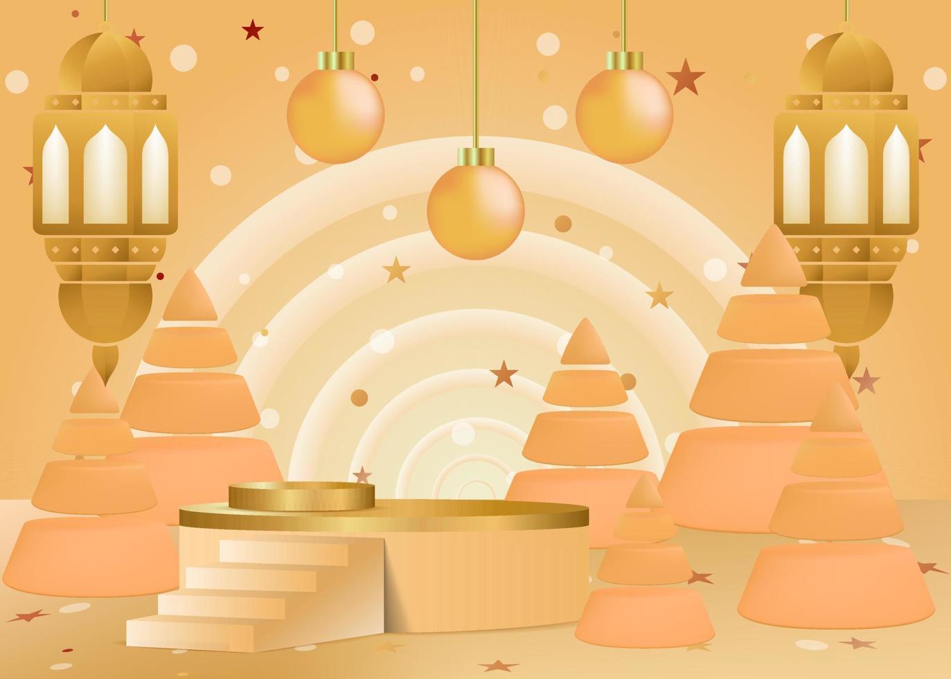 Merry Christmas post with golden background stage light effect vector