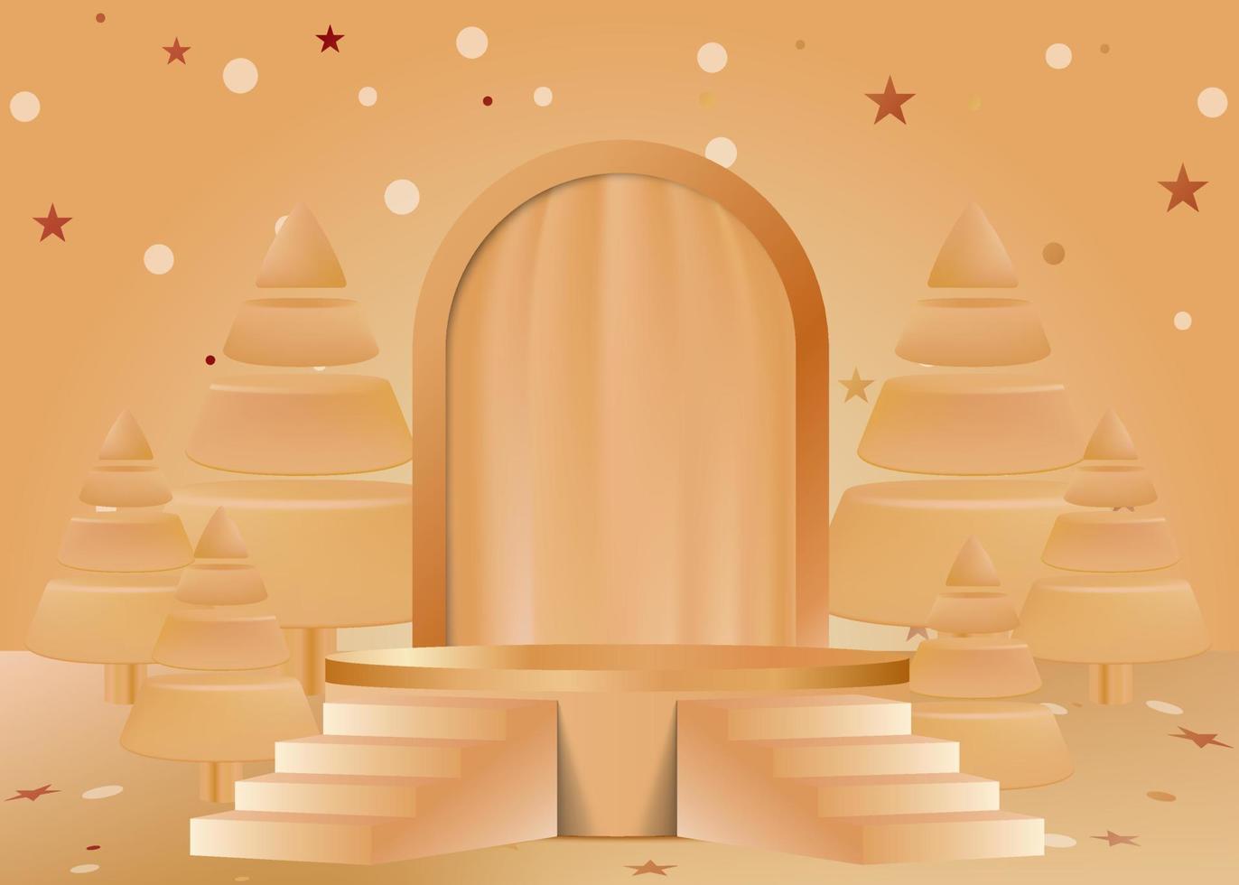 Merry Christmas post with golden background stage light effect vector