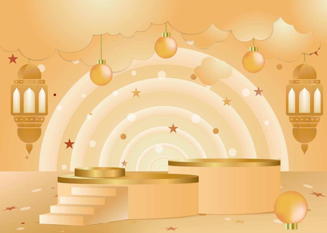 Merry Christmas post with golden background stage light effect vector