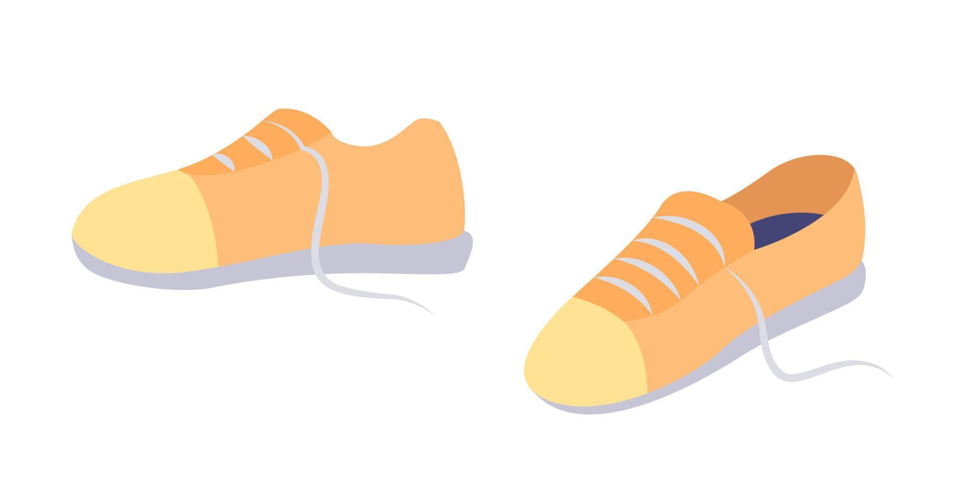 zapatos deportivos objetos vectoriales de color semiplano. calzado para entrenar. elementos editables. artículos de tamaño completo en blanco. ilustración de estilo de dibujos animados simple de gimnasio para diseño gráfico web y animación vector