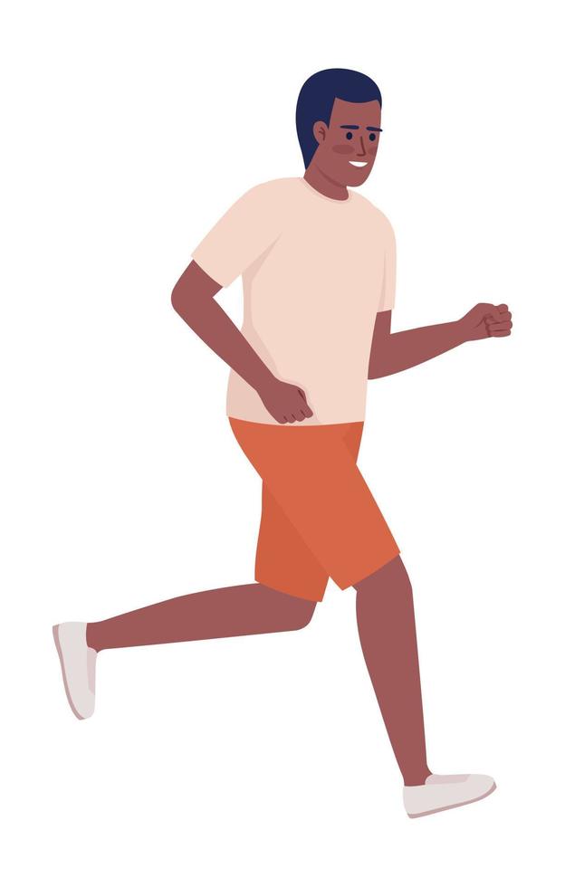Running man semi flat color vector character. Sports activity and hobby. Editable figure. Full body person on white. Simple cartoon style illustration for web graphic design and animation