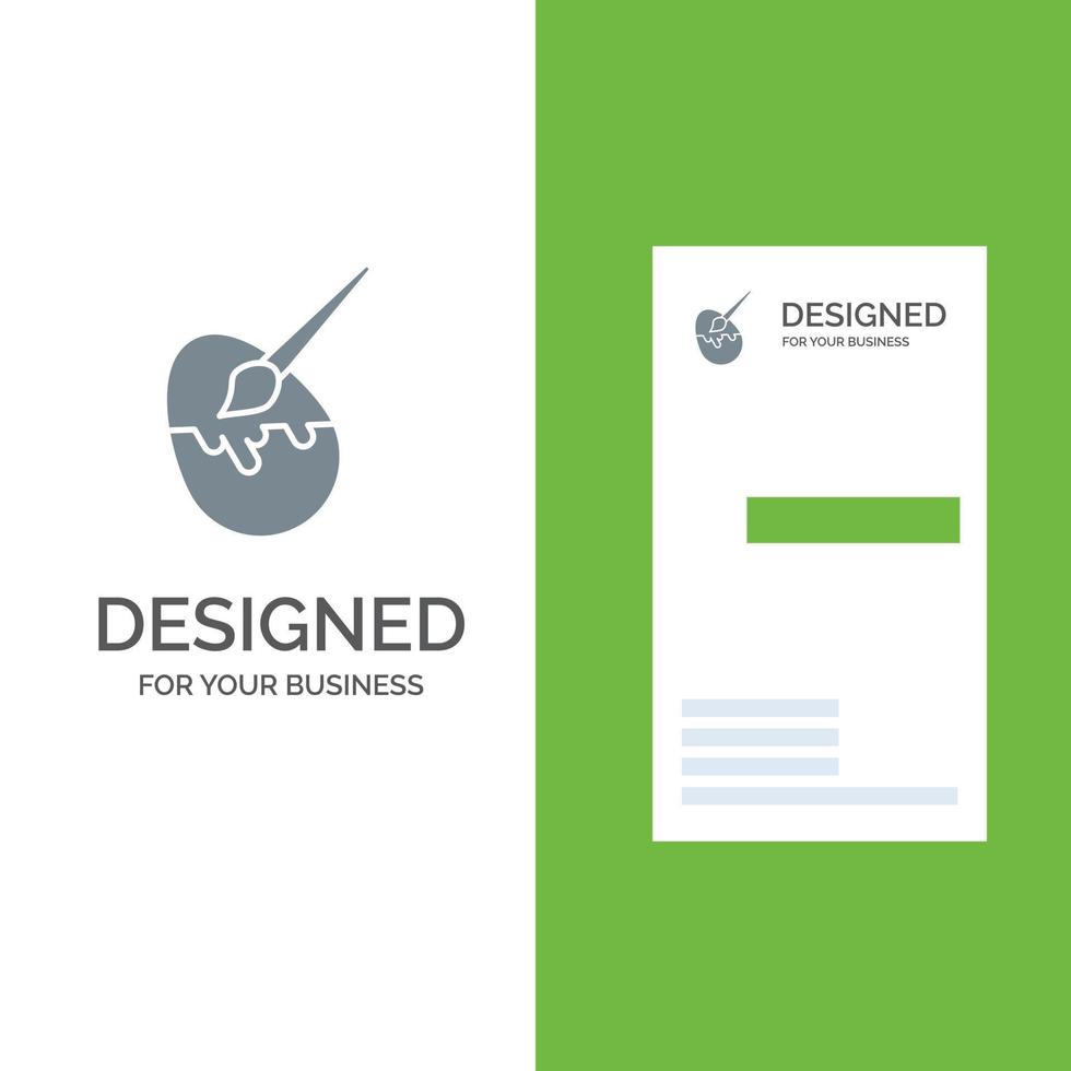 Brush Easter Egg Painting Grey Logo Design and Business Card Template vector