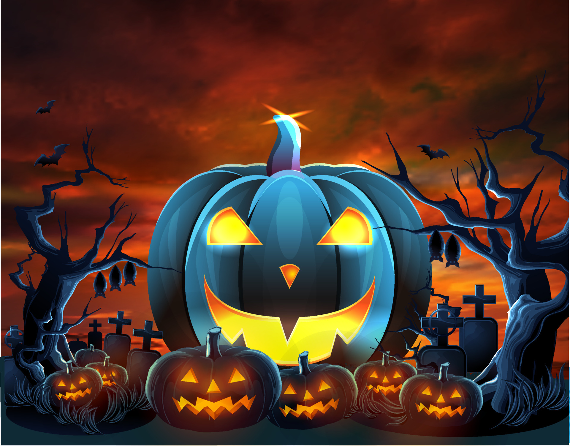 Halloween red background with pumpkins 13419028 Vector Art at Vecteezy