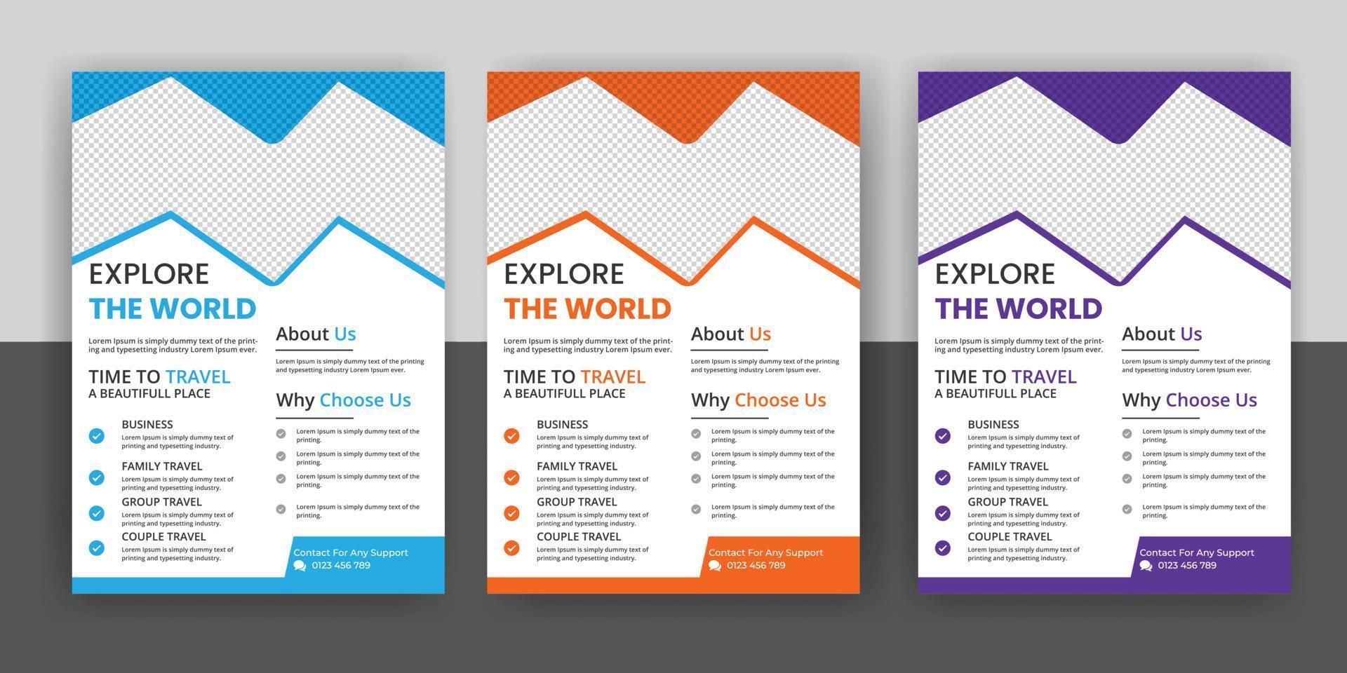 Travel flyer or poster brochure design free download vector