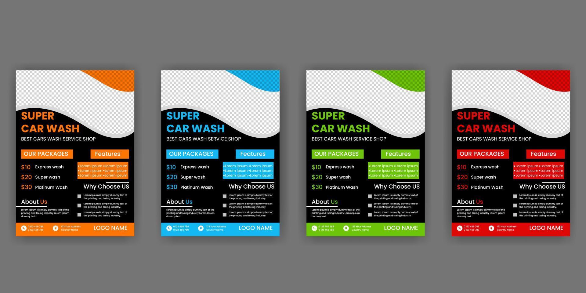 modern car wash car detailing and rental flyer free download vector