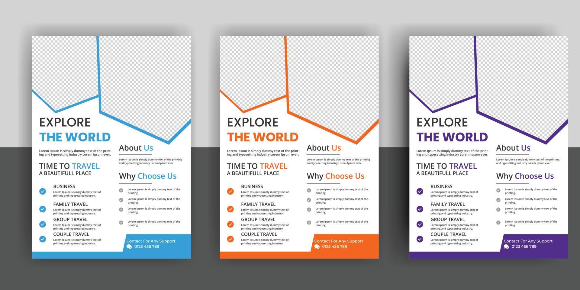 Travel flyer or poster brochure design free download vector