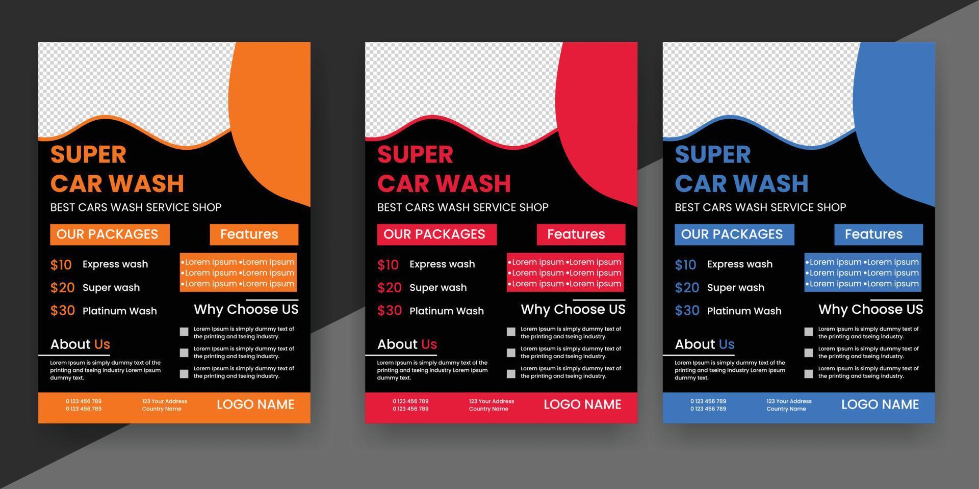 modern car wash car detailing and rental flyer free download vector