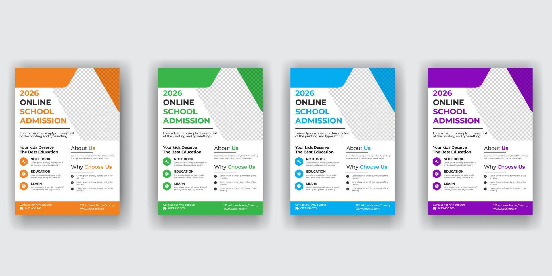 modern online school education admission flyer free download vector