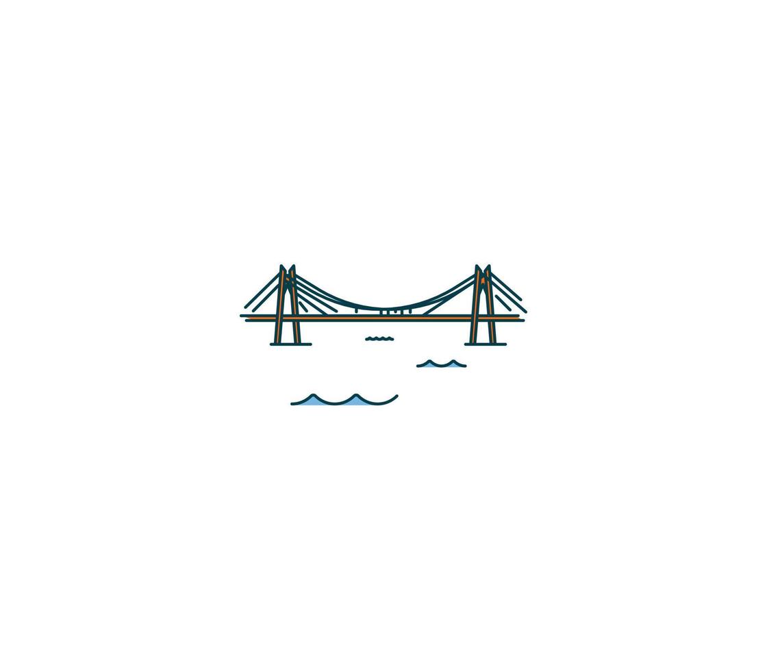 Yavuz Sultan Selim Bridge symbol and city landmark tourist attraction illustration. vector