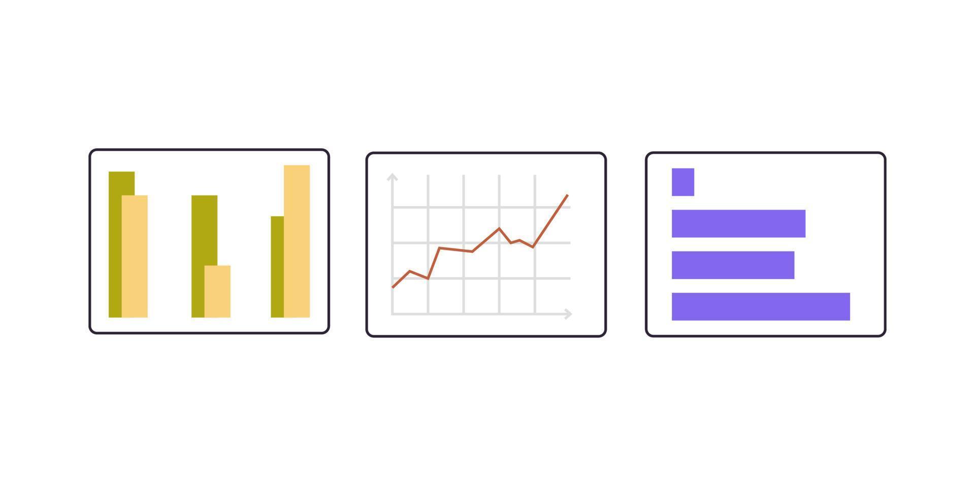Comparing busines process, indicator performans metrics and measuring, testing analysis charts benchmarking concept flat vector illustration.