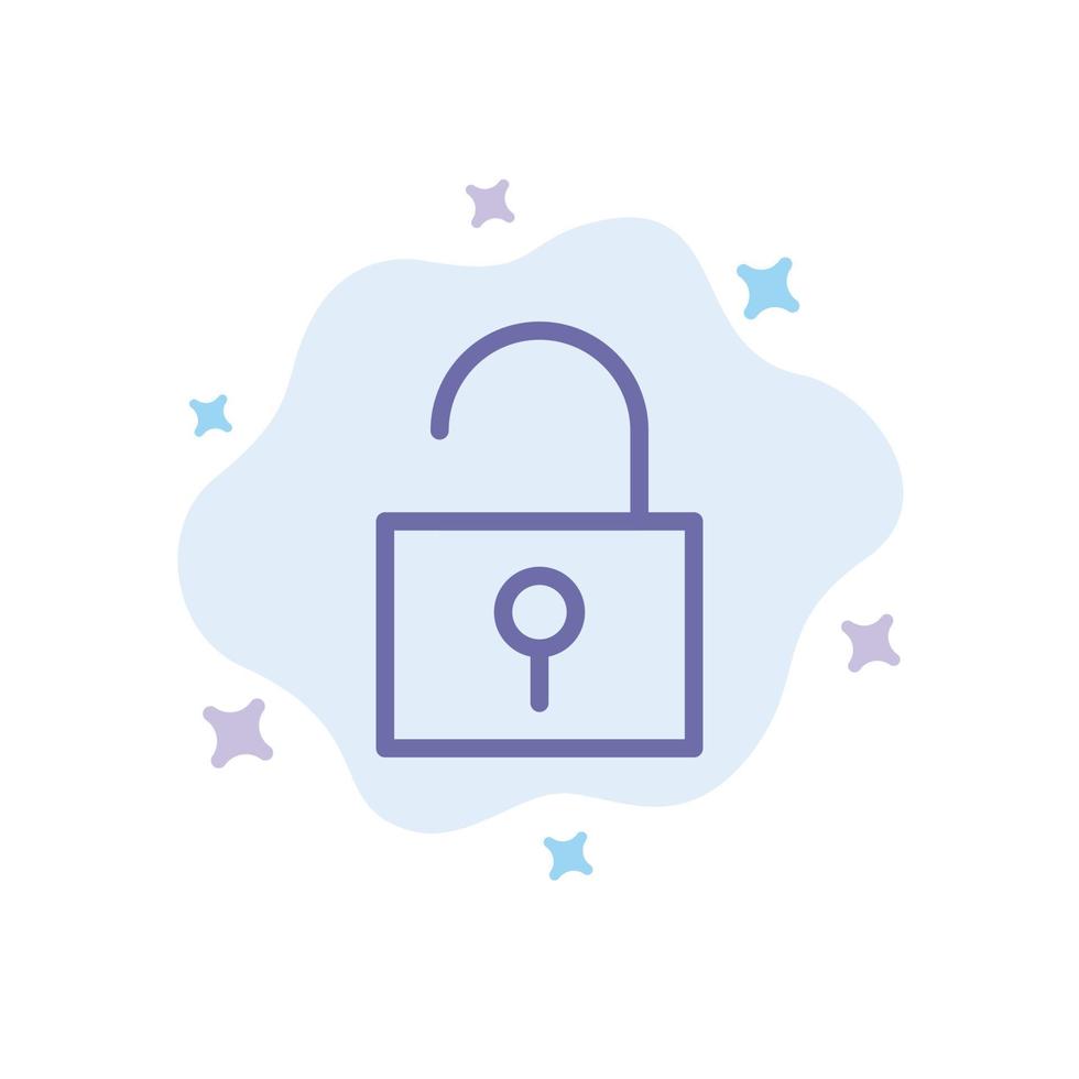 Lock Unlocked User Interface Blue Icon on Abstract Cloud Background vector