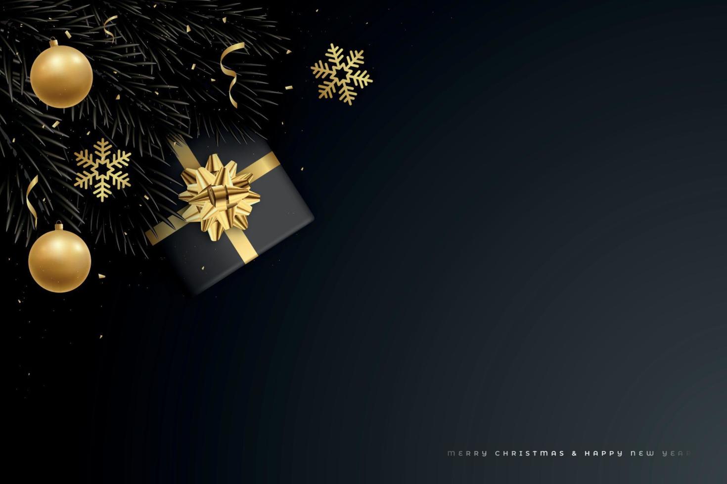 Merry Christmas and Happy New Year vector banner.