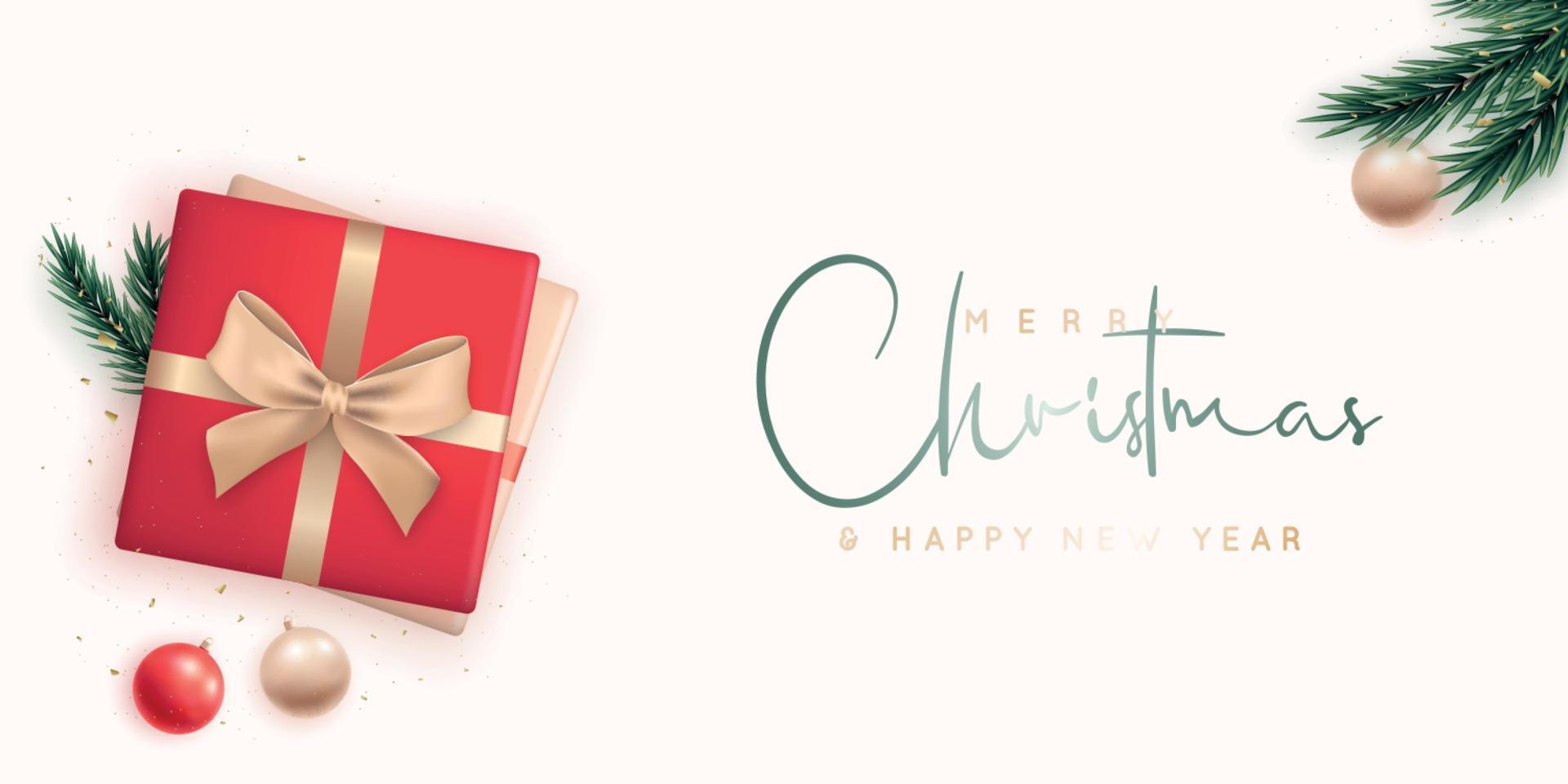 Merry Christmas and Happy New Year festive horizontal banner. vector