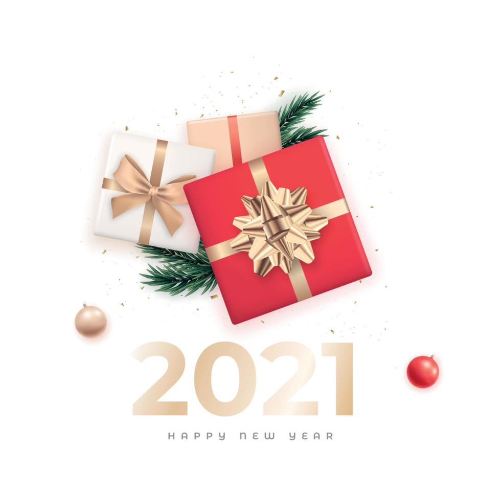 Happy New Year 2021 greeting banner. vector