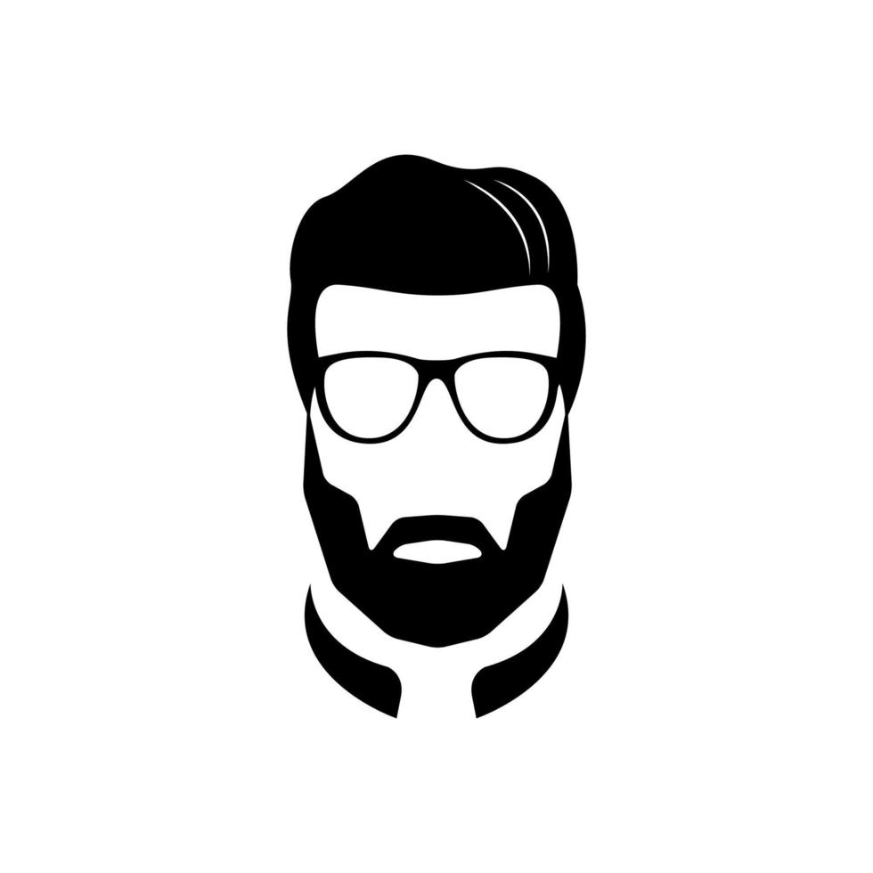 hombre barbudo icono blanco y negro vector