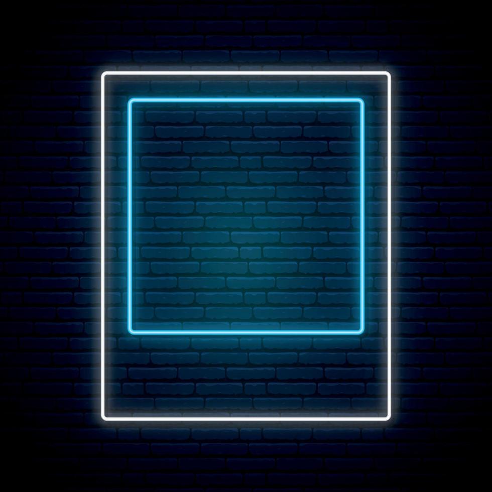 Neon photo frame sign. vector