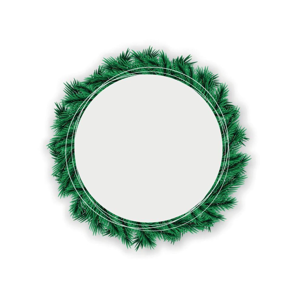 Decorative wreath with realistic fir tree branches and space for text. vector