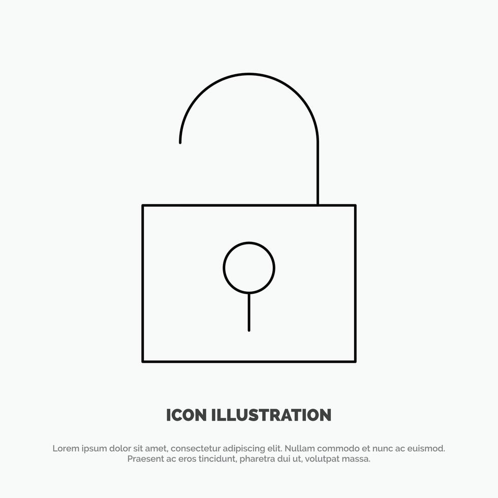 Lock Unlocked User Interface Line Icon Vector