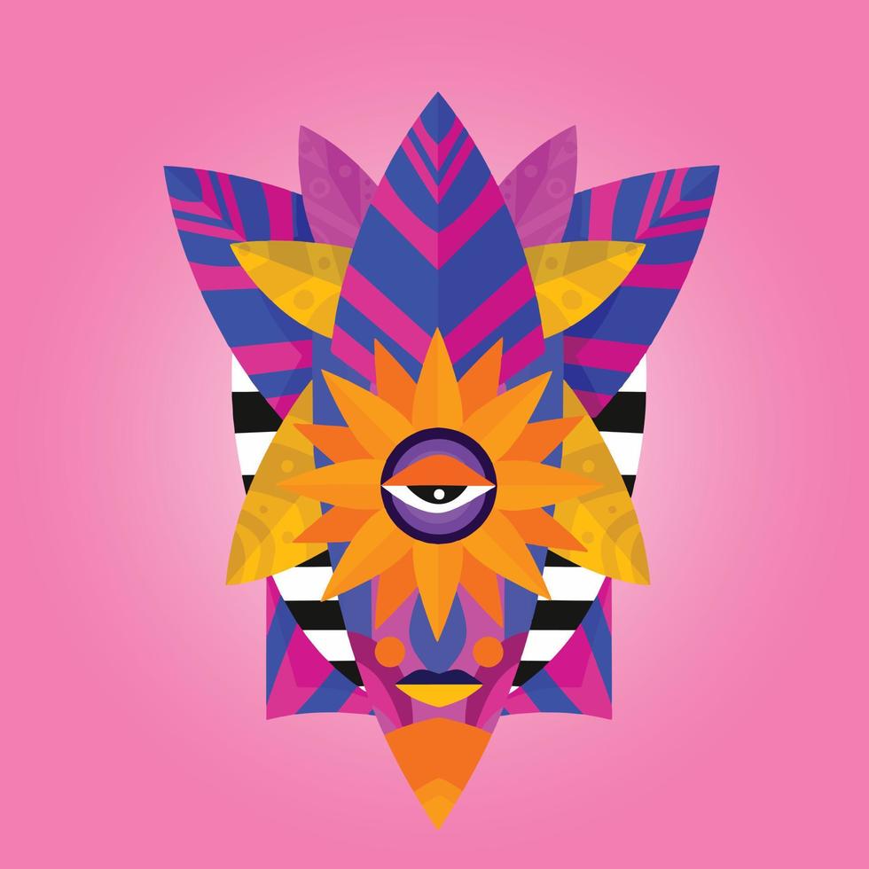 Aztec Mask Cubism Illustration vector