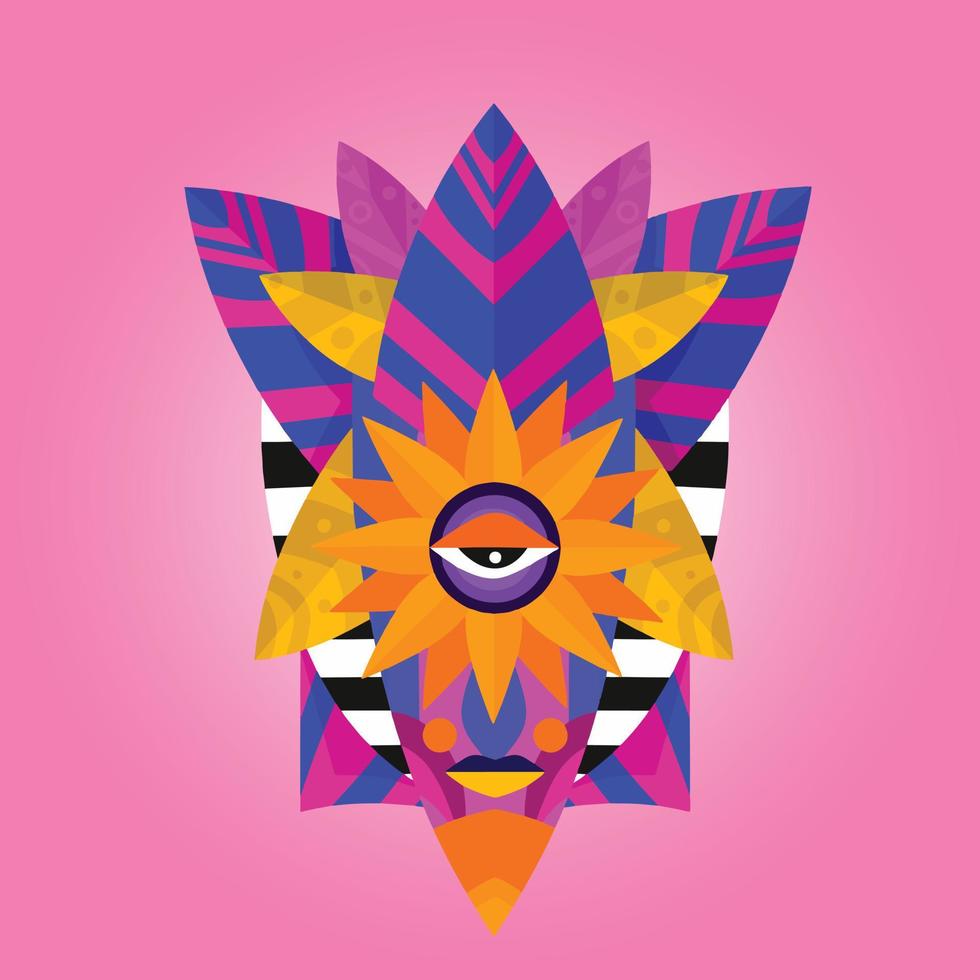 ilustración de cubismo de máscara azteca vector