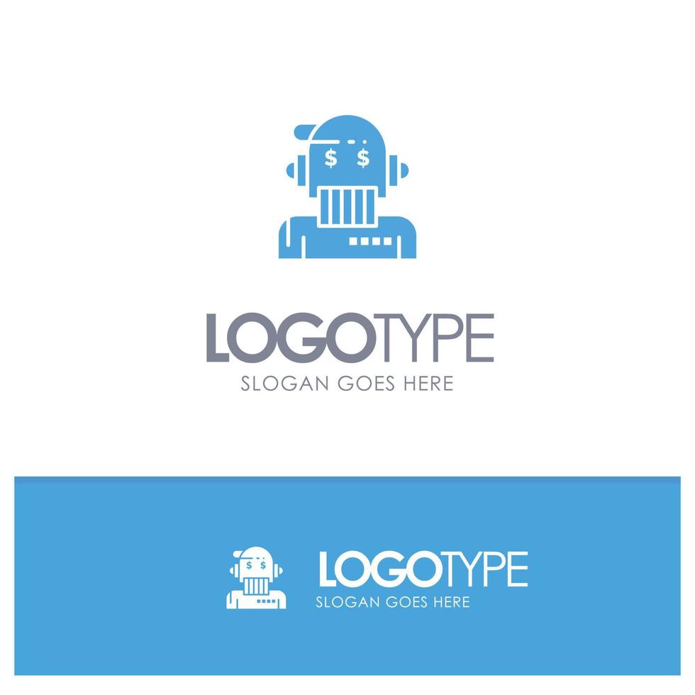 Robot Advisor Adviser Advisor Algorithm Analyst Blue Solid Logo with place for tagline vector