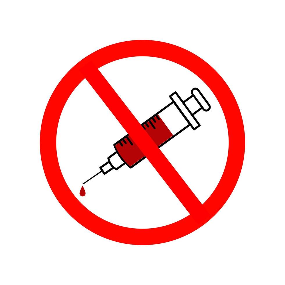 Do not throw a syringe with a drop of blood symbol. vector