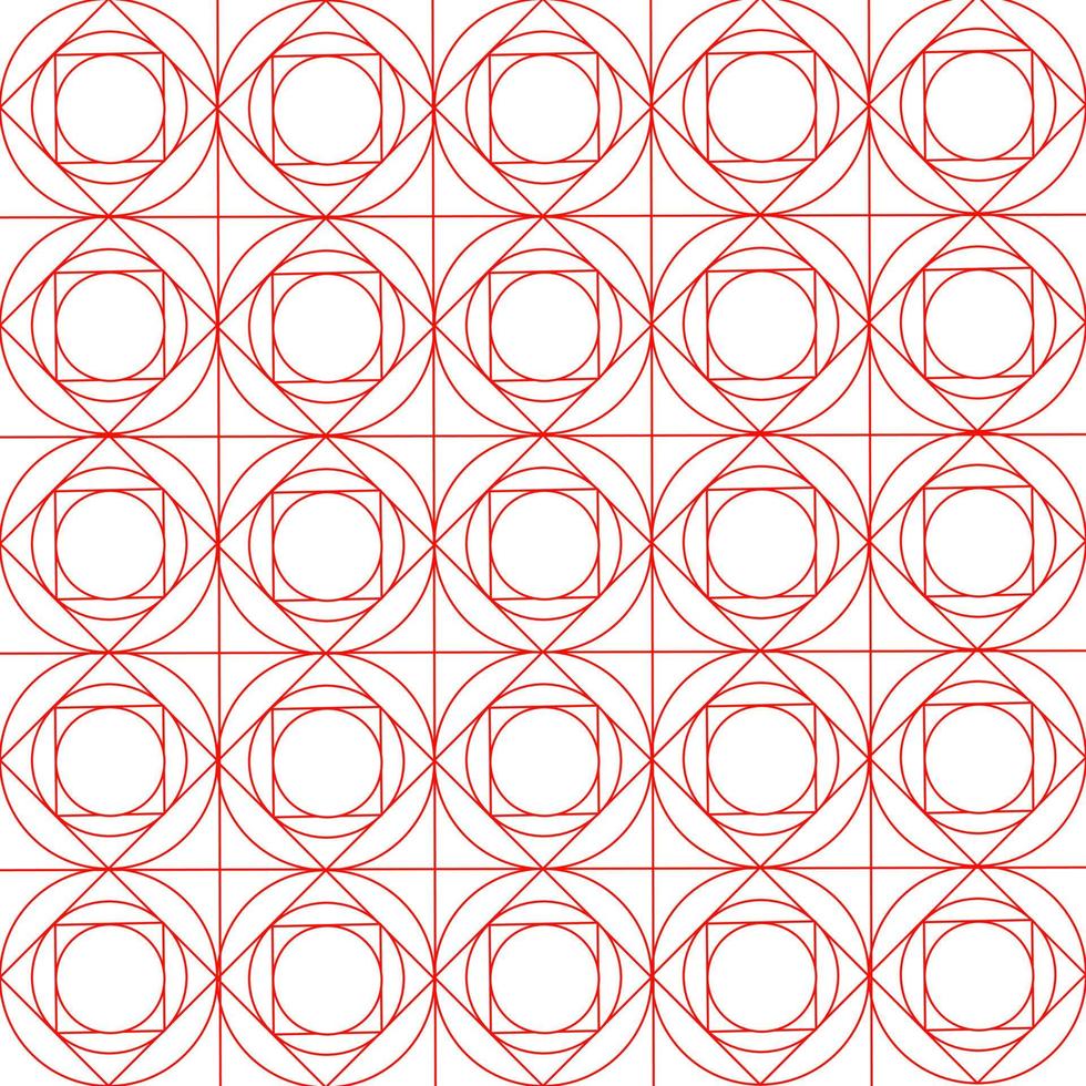 Geometric pattern with red line of circle and square. vector