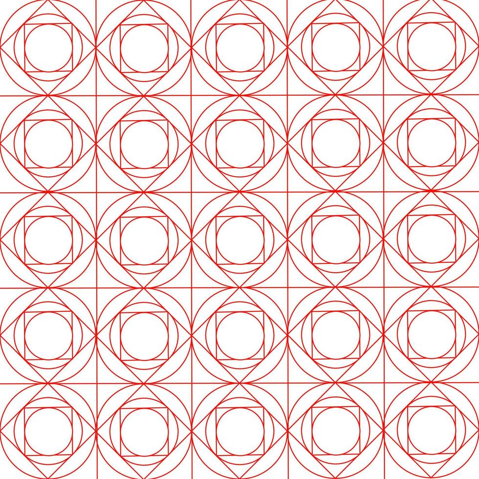 Geometric pattern with red line of circle and square. vector