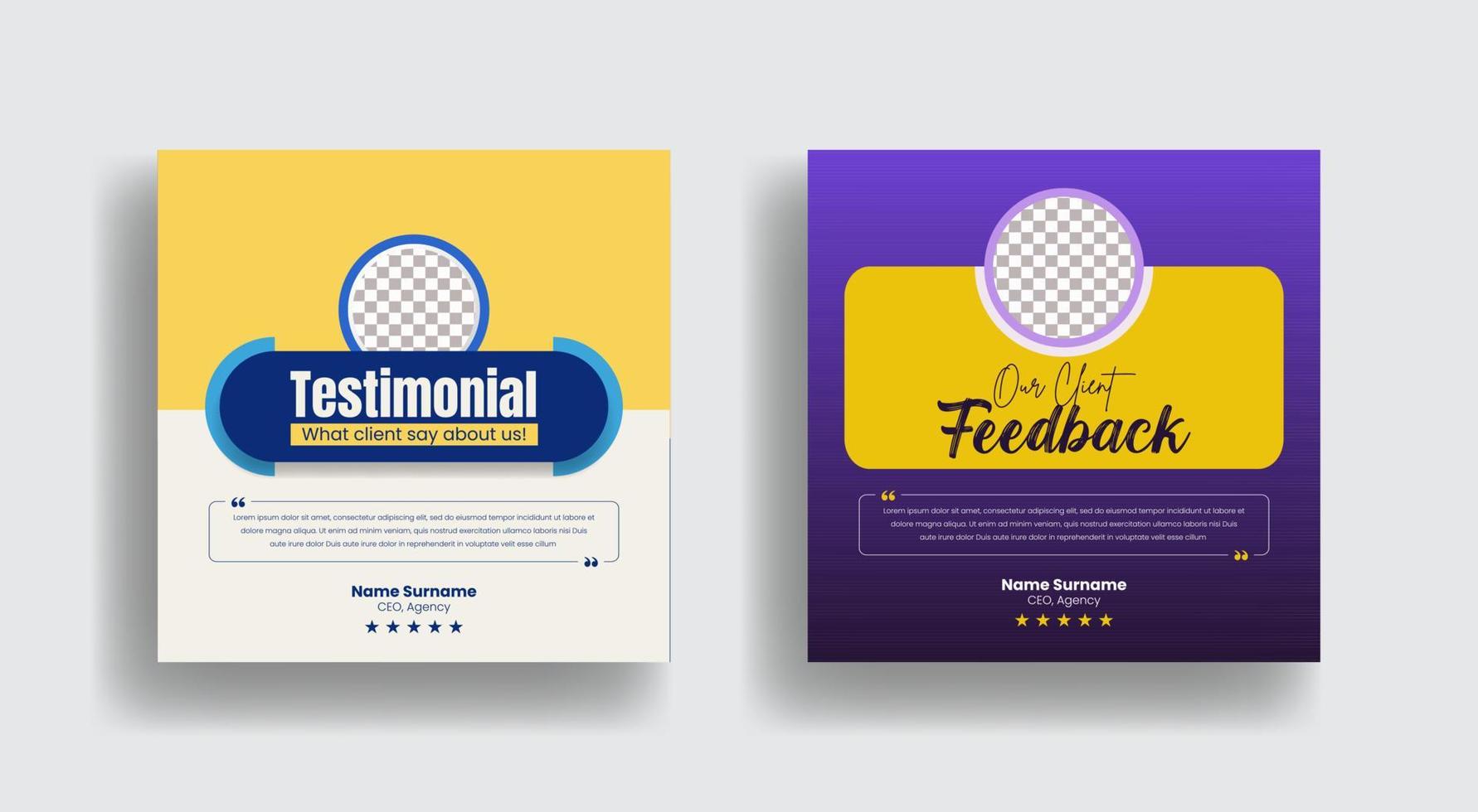 Customer feedback testimonial story template, Client review social media story website banner and vertical banner or flyer template with star rating review vector