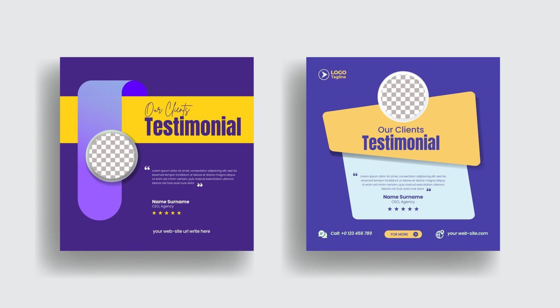 Customer feedback testimonial story template, Client review social media story website banner and vertical banner or flyer template with star rating review vector