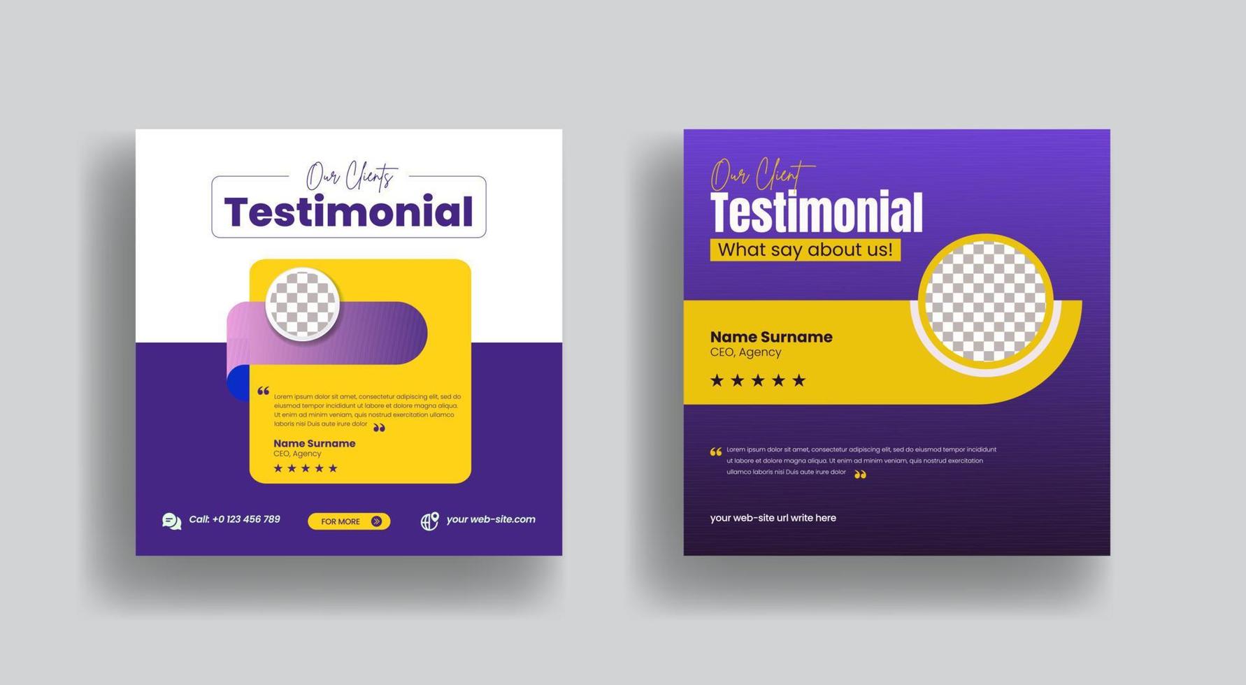 Customer feedback testimonial story template, Client review social media story website banner and vertical banner or flyer template with star rating review vector