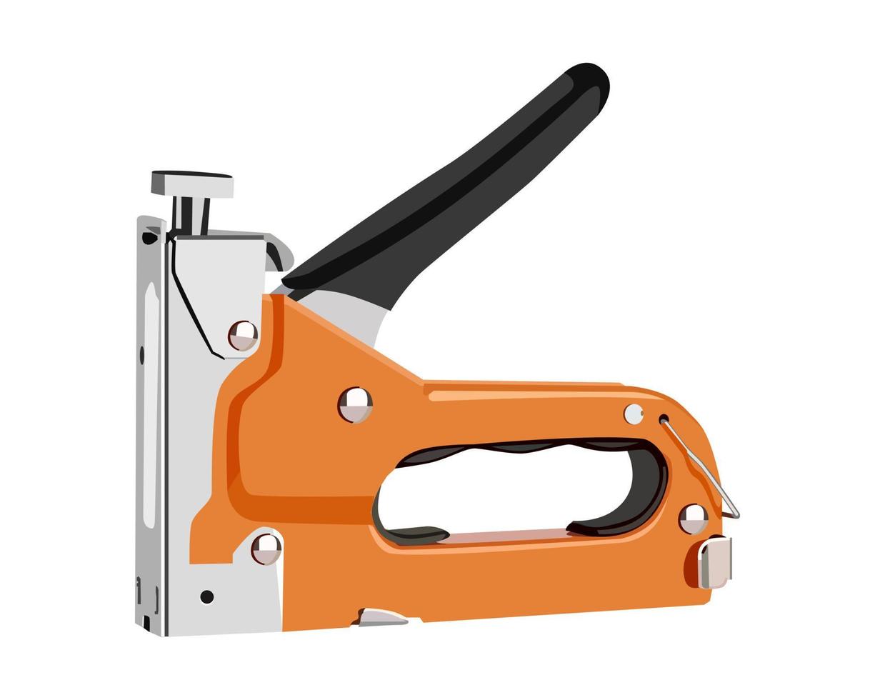 Vector Illustration Staple Gun isolated on white background. Carpentry hand tools.