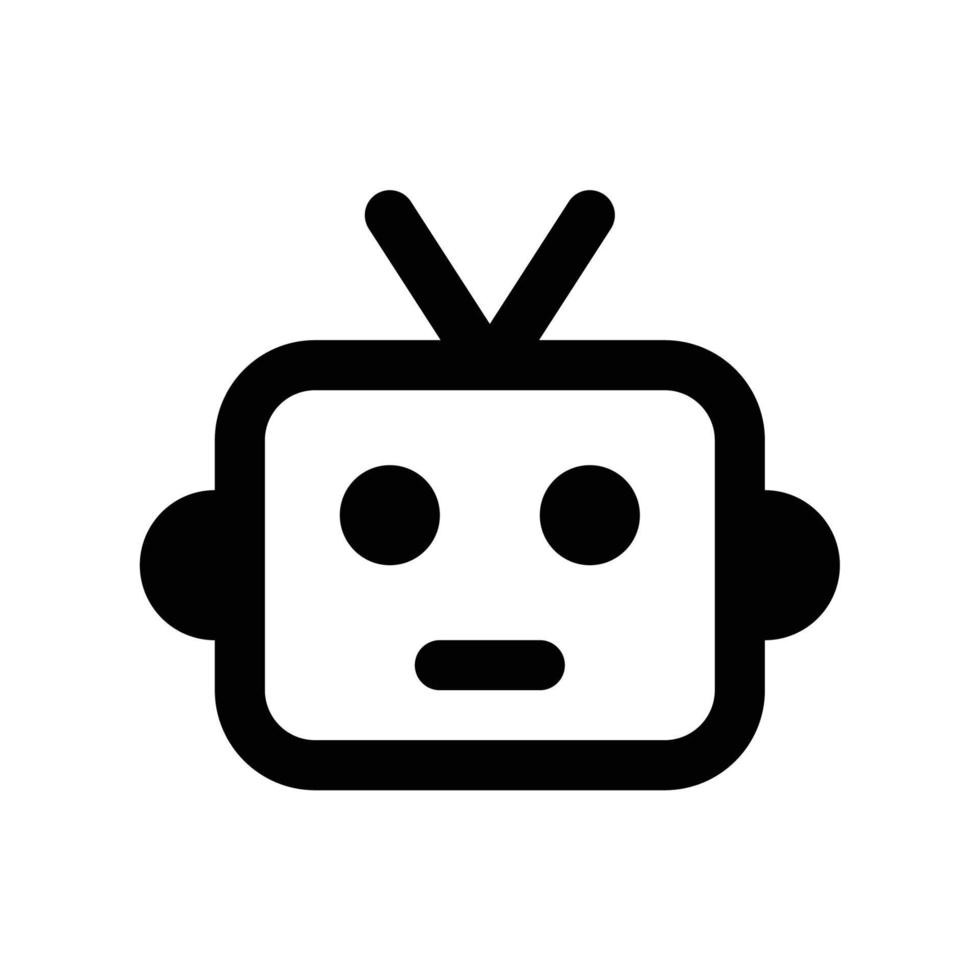 Bot program icon for digital assistant artificial intelligence technology in black outline style vector