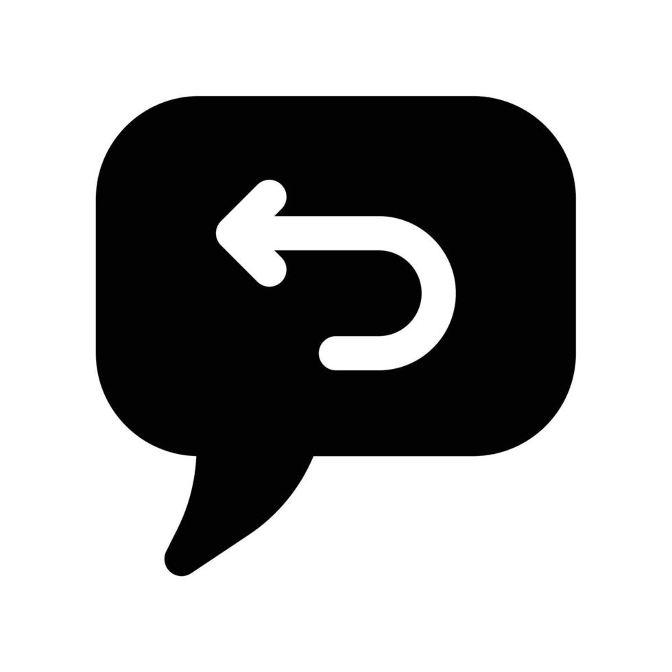 Autoresponder or feedback message with speech bubble and turn back arrow in black outline style vector