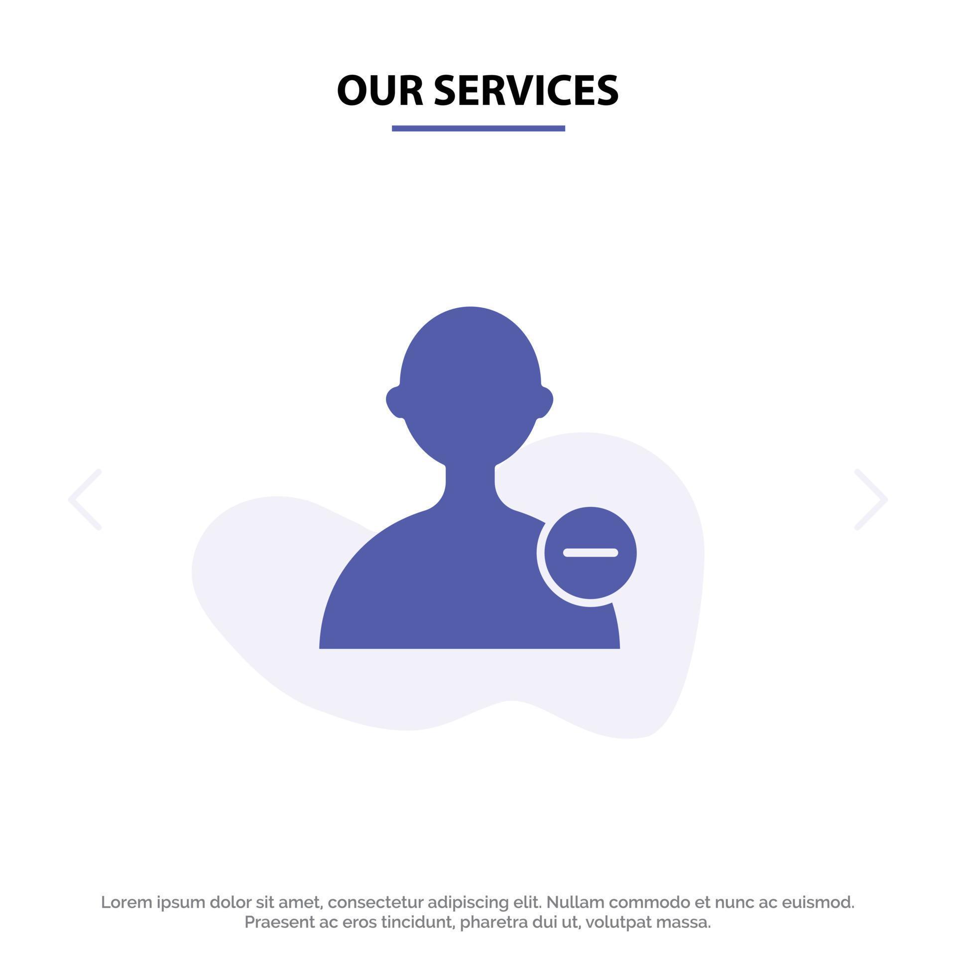 Our Services Basic Interface User Solid Glyph Icon Web card Template ...