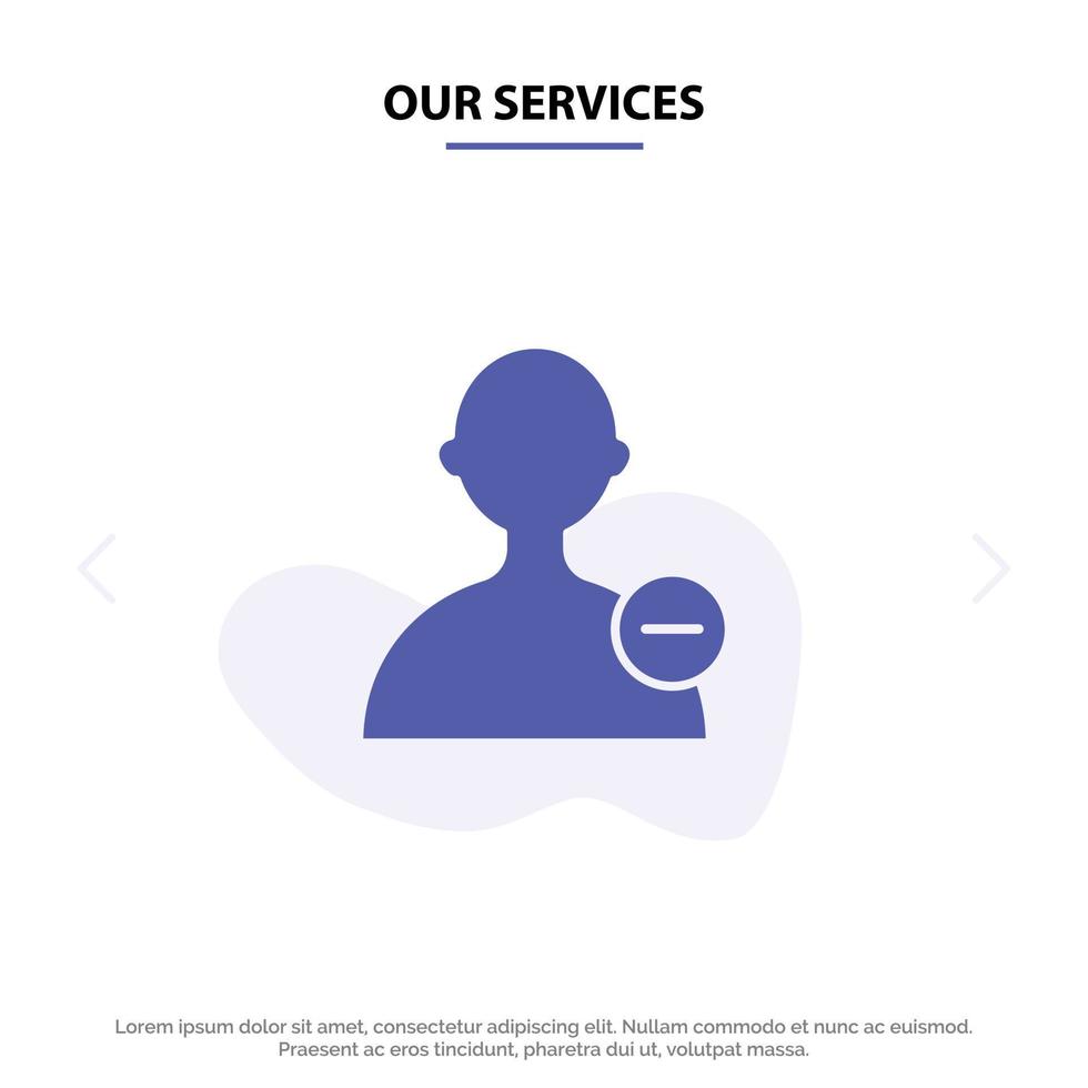 Our Services Basic Interface User Solid Glyph Icon Web card Template vector