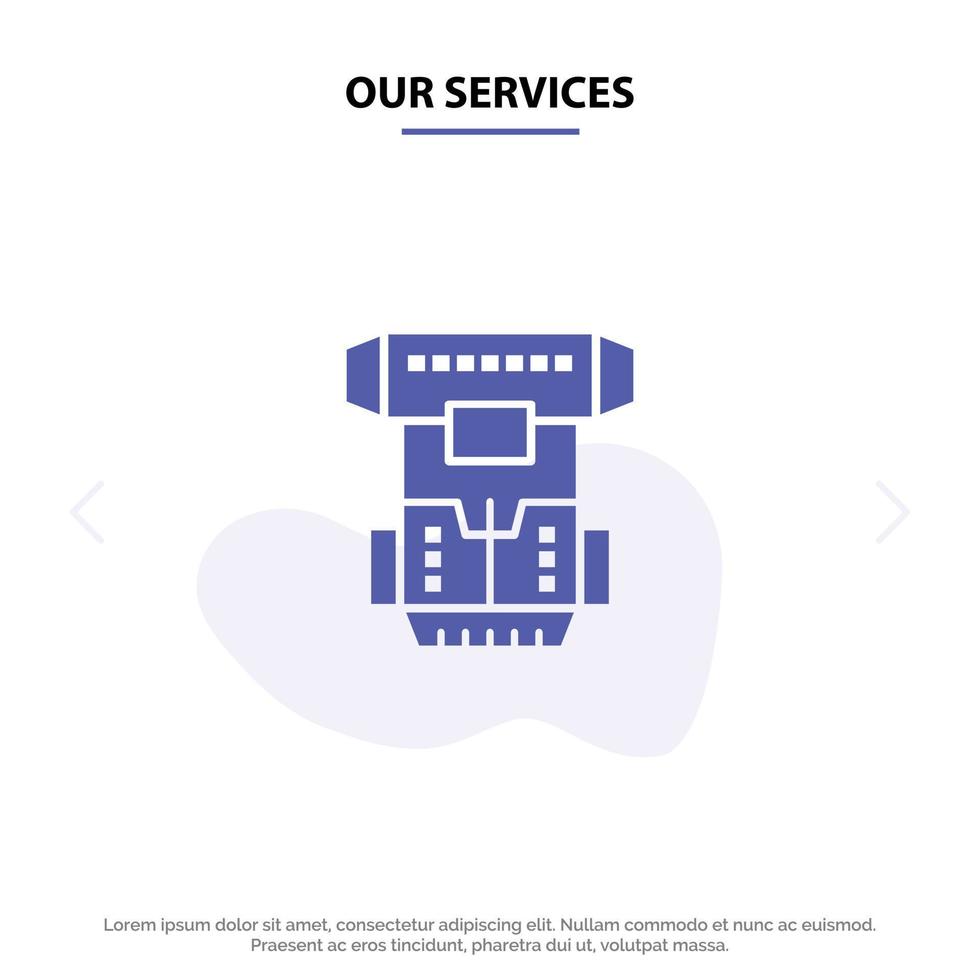 Our Services Box Chamber Cryogenic Cryonics Cryotherapy Solid Glyph Icon Web card Template vector