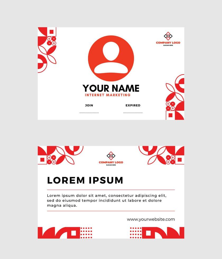 Double-Sides Of Horizontal Business Card Template Layout On White And Red Background. vector